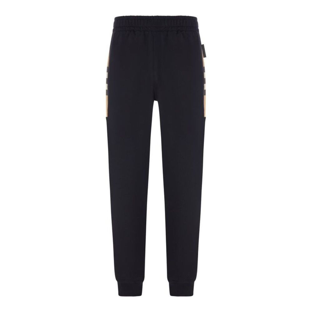 Burberry Men Cotton Jogging Trousers With Check Inserts